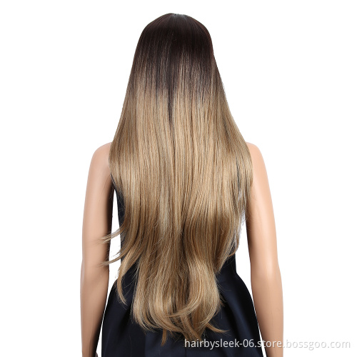 Natual straight wave lace front women front hd 360 pre pluck 100%virgin honey blonde full head synthetic hair lace wigs straight